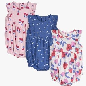 Onesies Brand - Set of 3 Baby Rompers with Floral and Fruit Prints